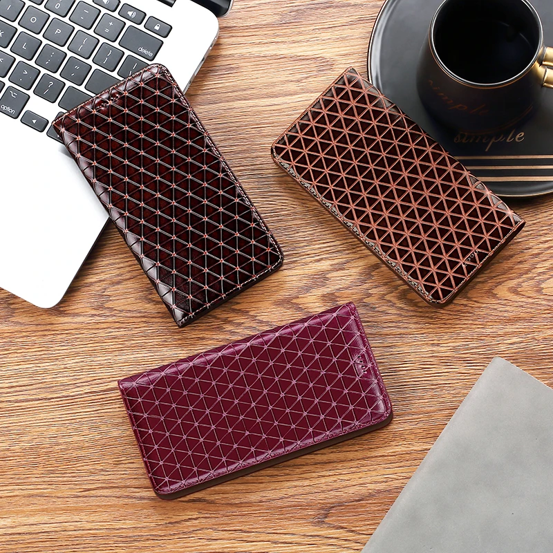 

Чехол-книжка из натуральной кожи с геометрическим рисунком для Nokia X30 C12 C 12 Pro