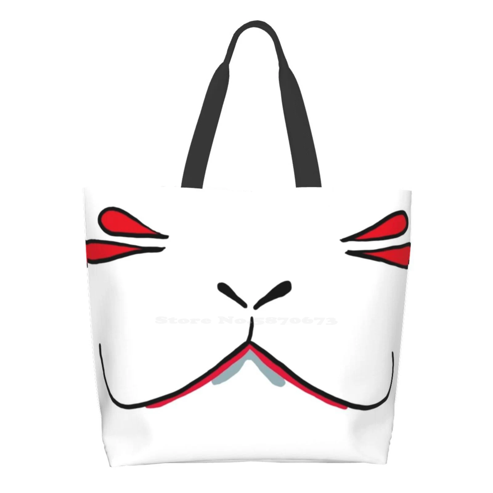 Japanese Folklore Black Ops Cat Face High Quality Large Size Tote Bag Cloth Japanese Folklore Anime Yokai Demon Darth Hennya