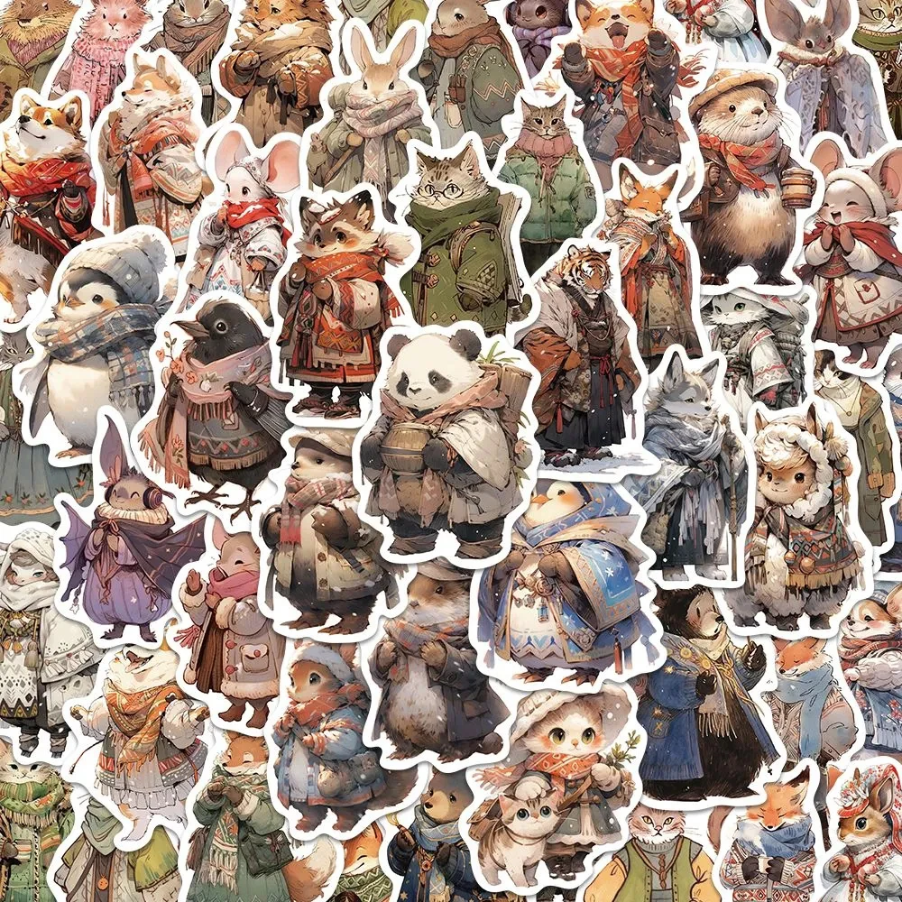 

10/30/50Pcs Winter Forest Animals Cartoon Stickers Kawaii Anime Sticker Bike Skateboard Phone Notebook Decals Fun for Kid Toys