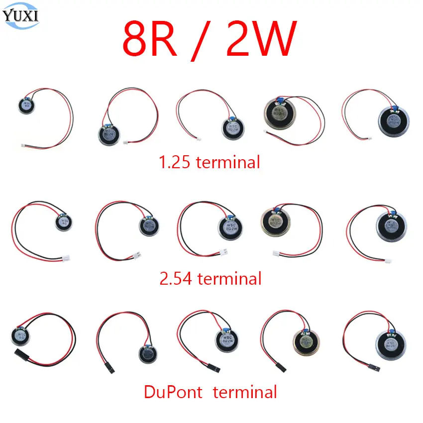 

YuXi 8R 2W Loud Speaker With Terminal 1.25 254 Dupont Cable Diameter 20mm 23mm 28mm 36mm 40mm Loudspeaker 8 Ohm 2 Watt