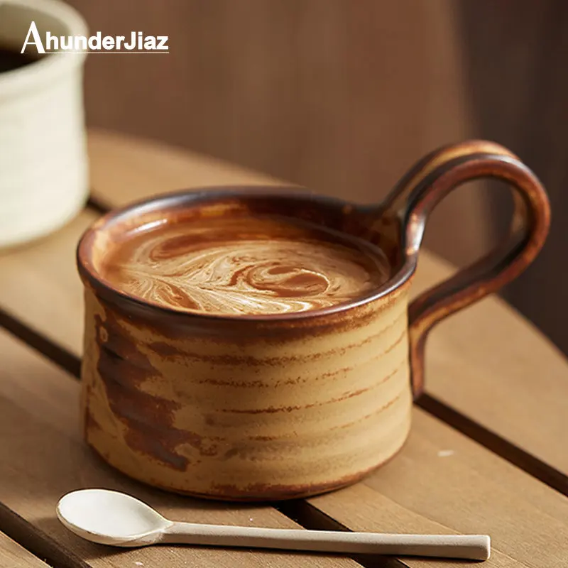 

Vintage Ceramic Mug Japanese Coffee Cup Glaze Crafts Coffeeware Set Photography Props Set