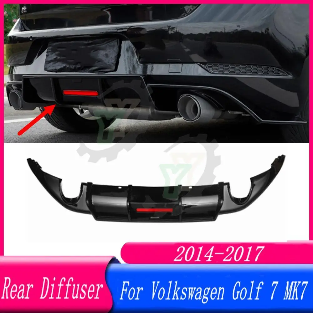 

Car Rear Bumper Diffuser Lip Dual Exhaust Outlet Lower Guard Cover For Volkswagen VW Golf 7/7.5 MK7 2014 2015 2016 2017 18 19 20