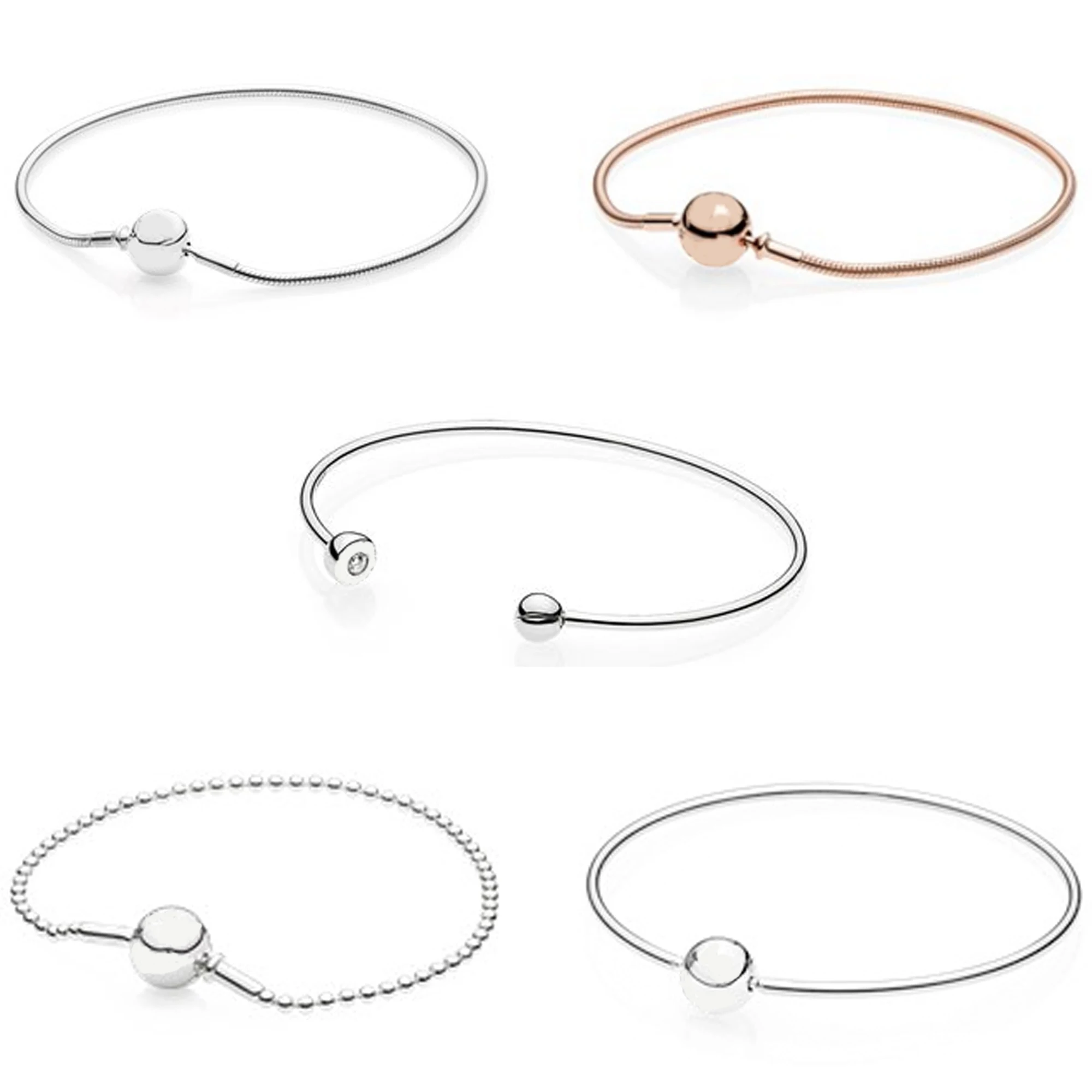 

Pan 925 Серебряная цепочка, браслет с подвесками в форме сердца и с логотипом S925, подходит для самостоятельной сборки, женская бижутерия, ориги...