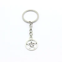 vintage keychain keyring pentagram charms pendant women men gift bag car key chains ring punk goth wicca jewelry accesorios
