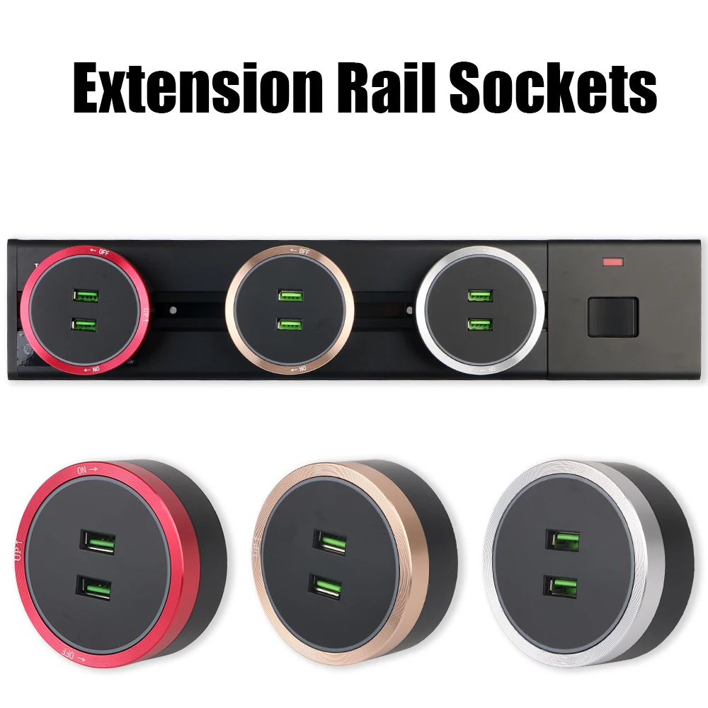 

Embeded And Surface Removable Home Appliances Extension Rail Sockets Power Track Socket USB Standard Electric Plug Adapter