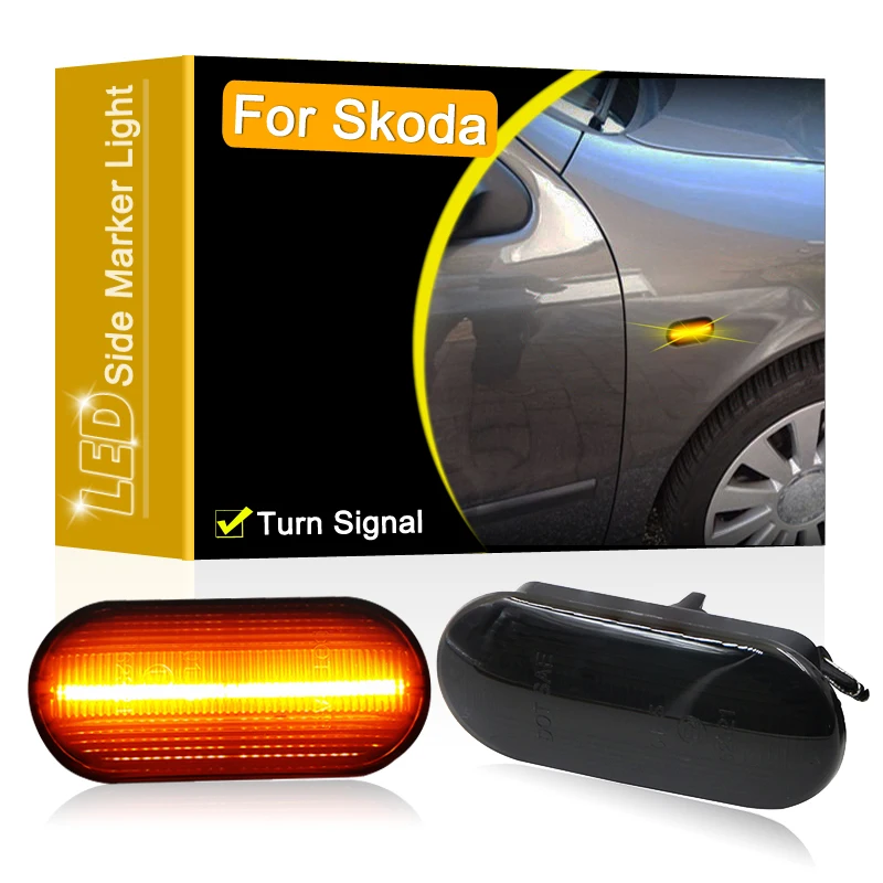 Smoked Lens Waterproof LED Side Fender Marker Lamp Turn Signal Light For Skoda Citigo 2012 2013 2014 2015 2016