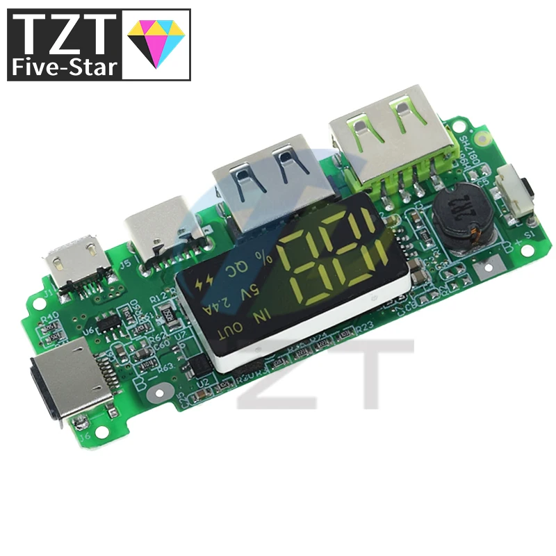 LED Dual USB 5V 2.4A Micro/Type-C USB Mobile Power