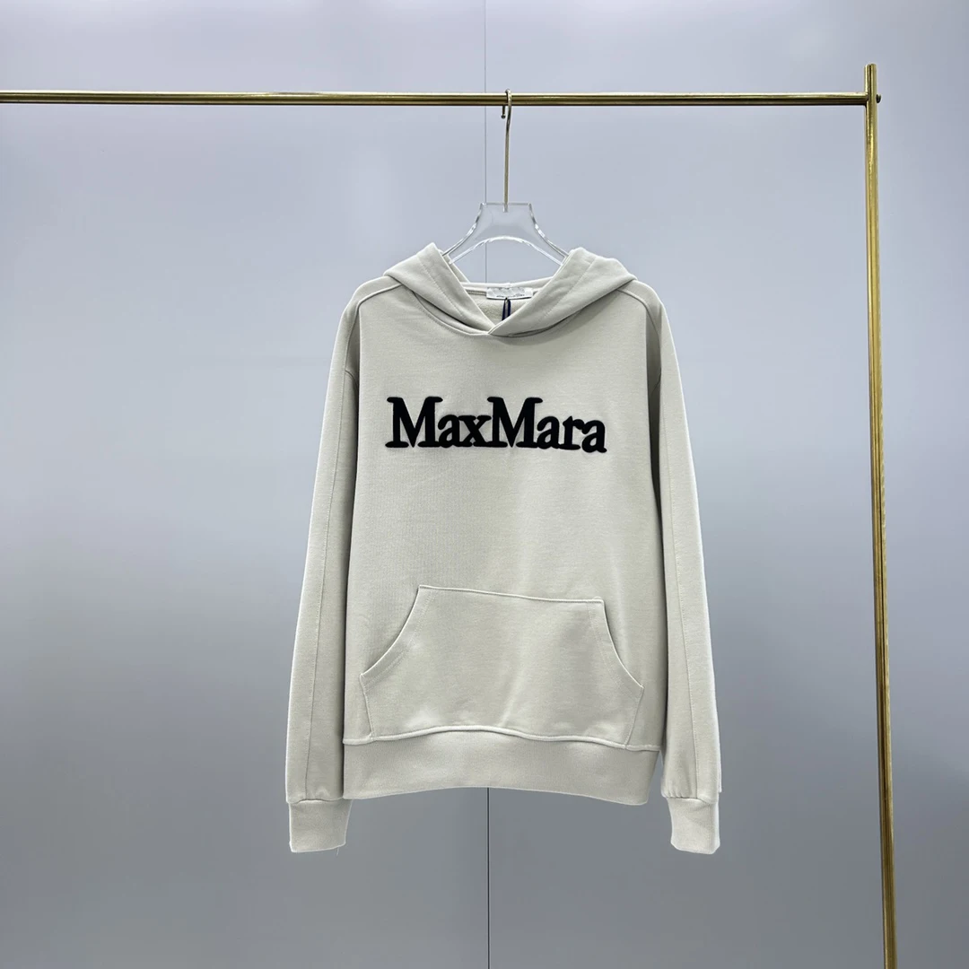 

Новинка 2023, Классический свитер Max Mara с капюшоном, Свободный пуловер с капюшоном и вышивкой, свитер унисекс, толстовка