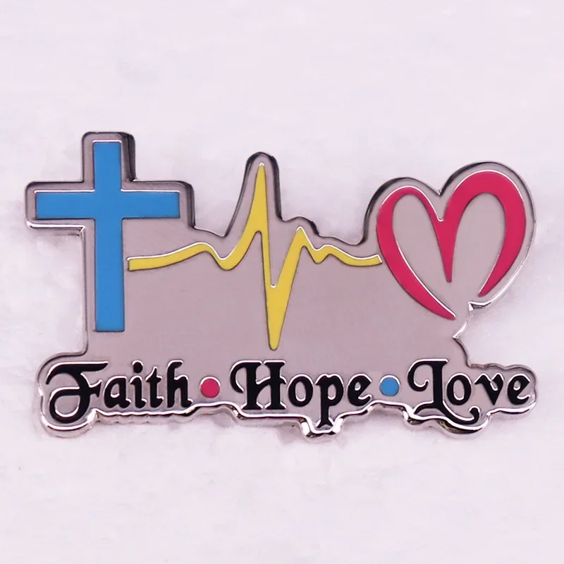 Новая эмалированная булавка With Hope Love интересный крест ЭКГ сердце любви