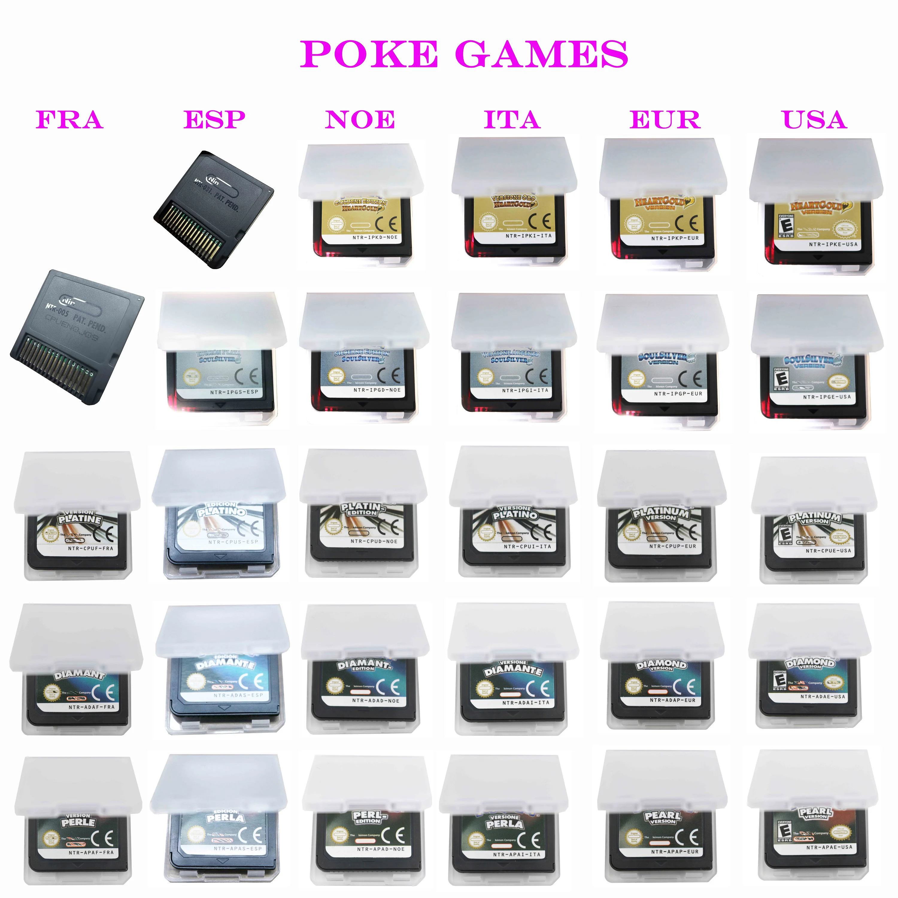 

USA/EUR/NOE/ESP/ITA/FRA Version Poke Mon Platinum Diamond Pearl HeartGold SoulSilver DS Game Card For NDSL NDSI 2DS 3DS Console