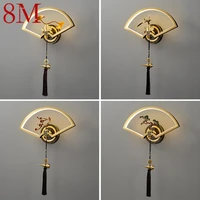 8m chinese style wall lamp modern led vintage brass creative design sconce light for home living room bedroom hallway decor