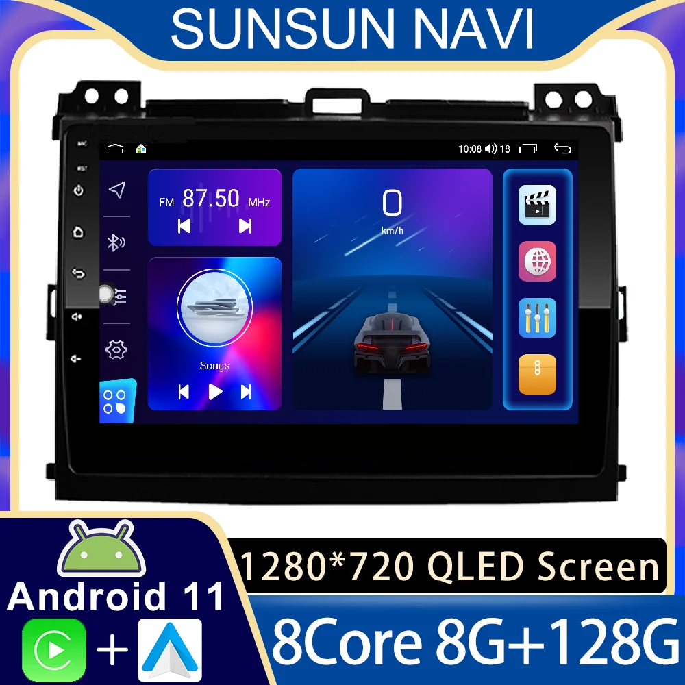 Android 11 для Toyota LAND CRUISER Prado 120 2004-2009 автомобильное радио стерео мультимедийный