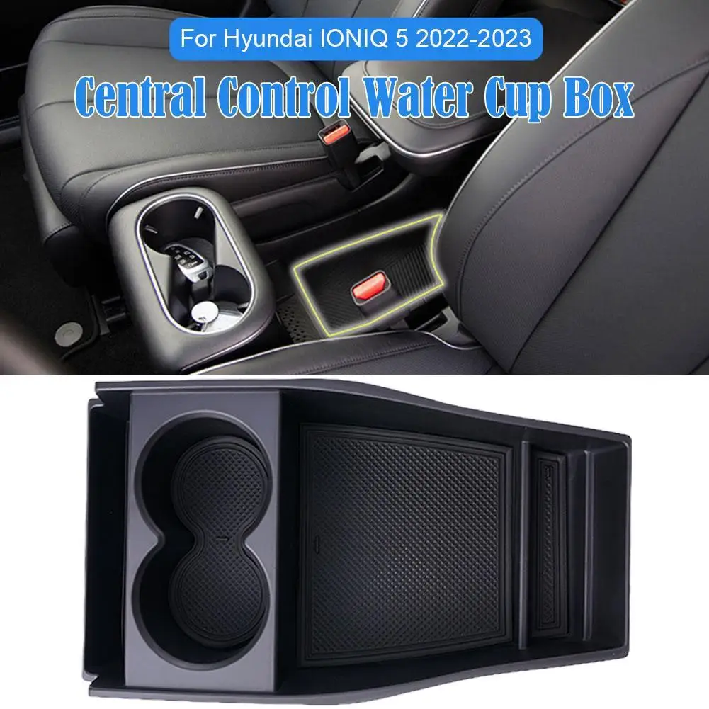 

For Hyundai IONIQ 5 2022-2023 Armrest Cup Holder Storage Center Console Tidying Car Accessories Black Organizer Box Tray St H5E8