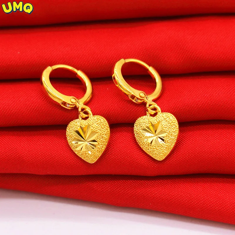 

Vietnam Shajin Earrings Women's Fashion Jewelry Versatile Personality Gold Plating Small Love to Send Mother's Earrings