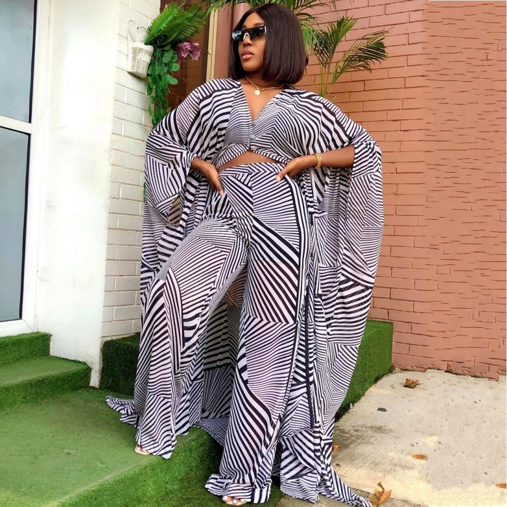 

Two Piece Set Summer African Clothes For Women Dashiki 2021 Fashion Long Dress Sets Pants Suits Outfits Party Dresses Plus Size