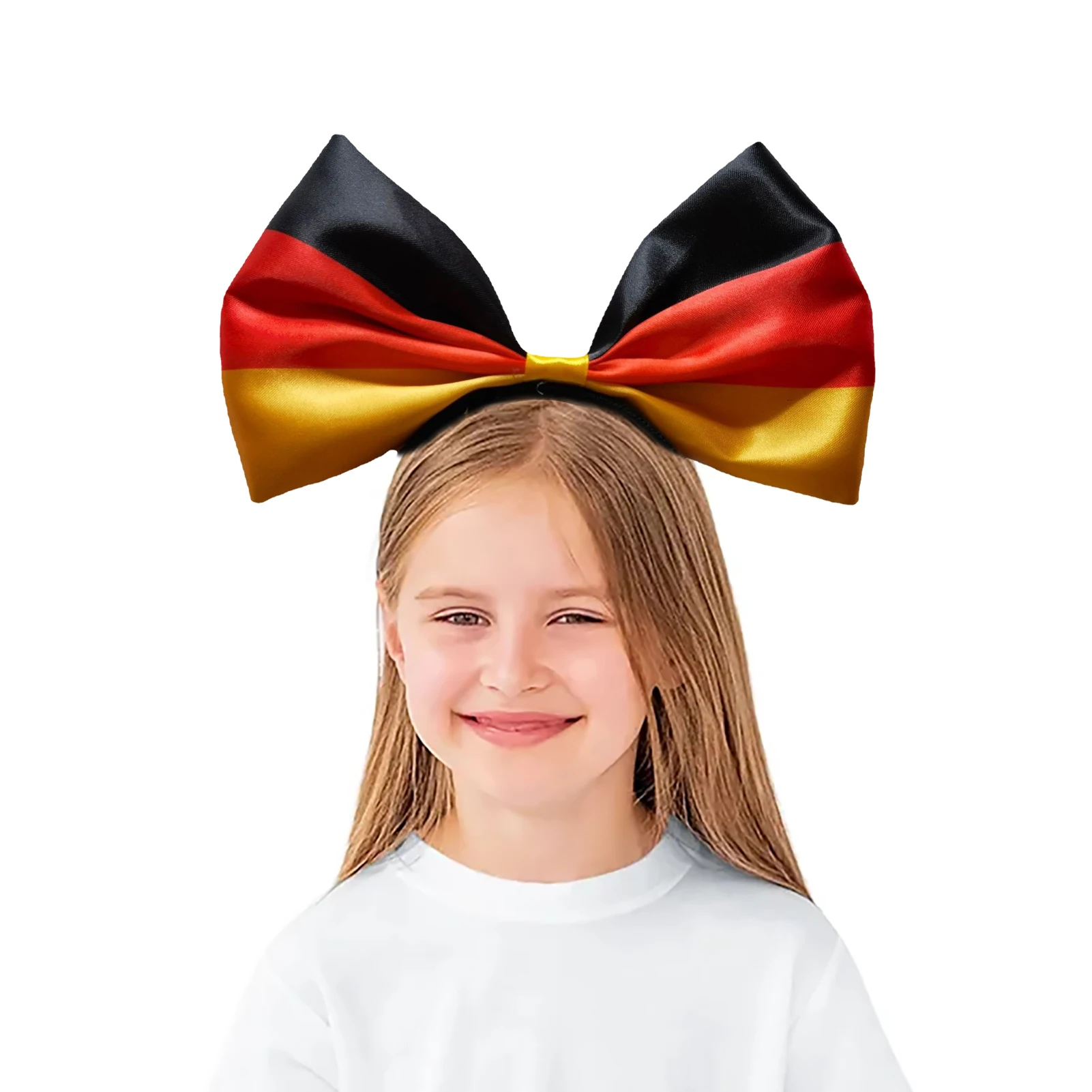 Наряд с немецким флагом: Бинты на голову для женщин. Классическое сочетание черного, красного и желтого цветов для патриотических аксессуаров волос на вечеринку.