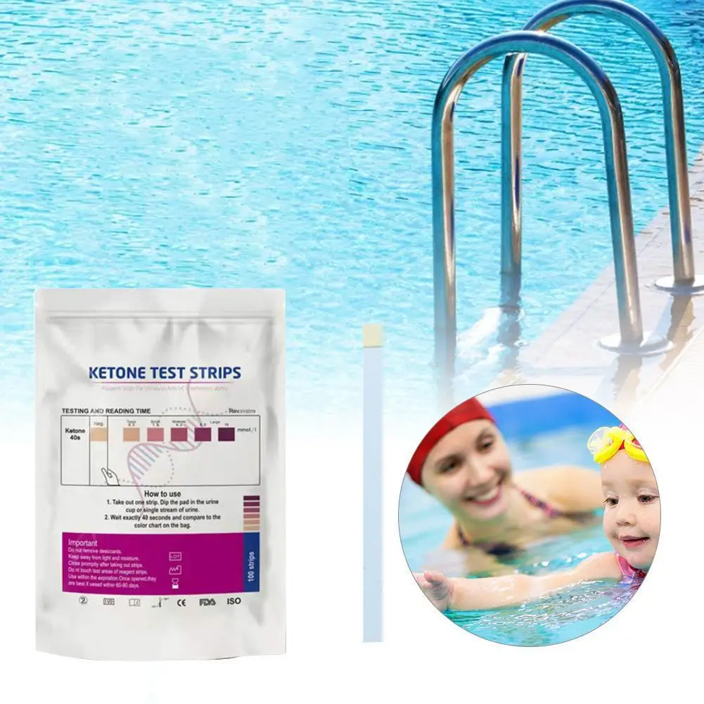 

100pcs Test Strips Ketone Reagent Testing Swimming Pool Water Quality Urine Test