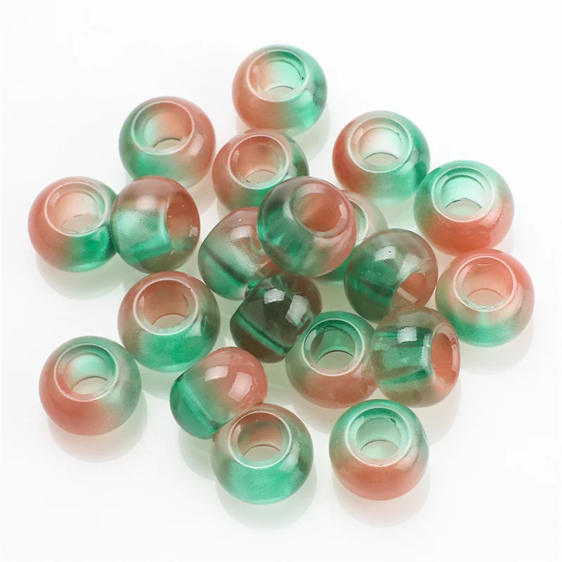 

10Pcs Lot 15mm Round Loose Round Slide Spacer Charms Glass Beads for DIY European Women Bracelets Necklaces Craft Jewelry Making