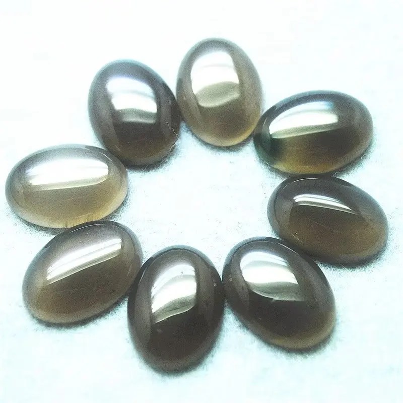 

12PCS Nature Grey Onyx Agate Stone Cabochons Oval Shape No Hole Beads Caps For Metal Pendants Making Fittings 10X14MM 18X25MM