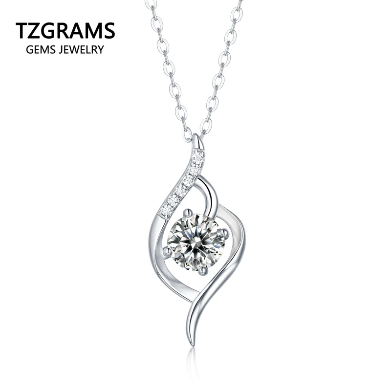 

Real Pure Sterling Silver 925 Necklace Women For Gift 1 Carat Moissanite Luxury Fine Jewelry Fashion Necklace 2020 Trendy