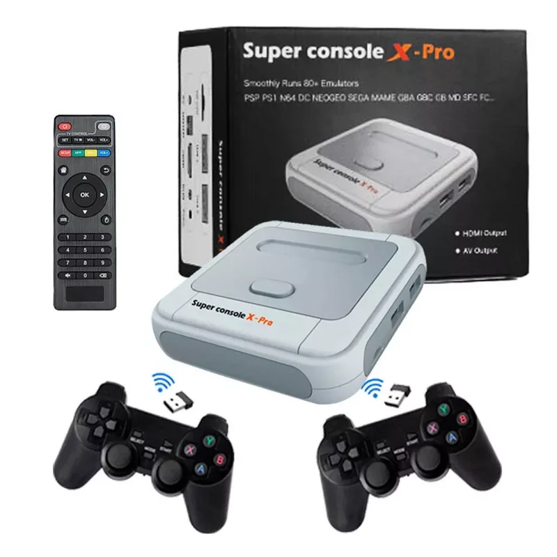 

Игровые консоли HD 4K Wi-Fi, лучшая супер консоль X Pro со встроенной памятью 256 ГБ, 50000 + игр для PS1/N64 с беспроводным контроллером 2,4G