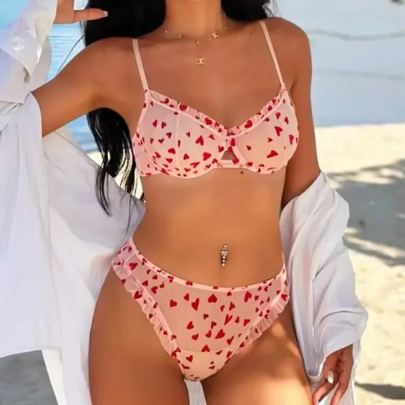 Сексуальный кружевной ультратонкий комплект нижнего белья женский