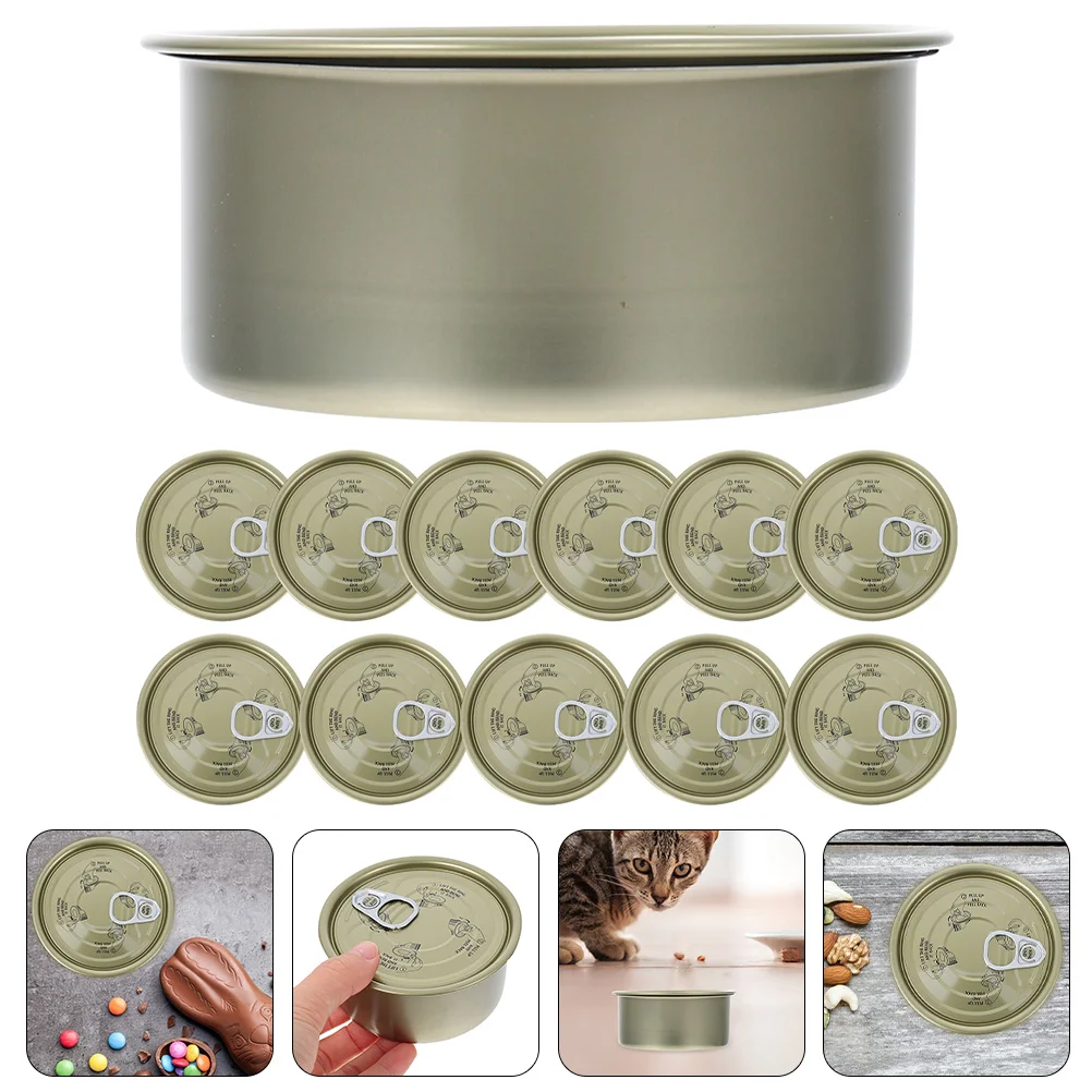 

12 Pcs Sealed Jar Thicken Food Tin Candy Container Round Containers Large Tins Dessert Big Dog Pet Lids