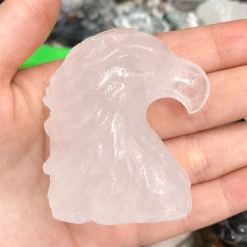 

Natural Clear Quartz Carving Animal Crystal Eagle Head Skulls For Home Decoration Accessories Room Decor