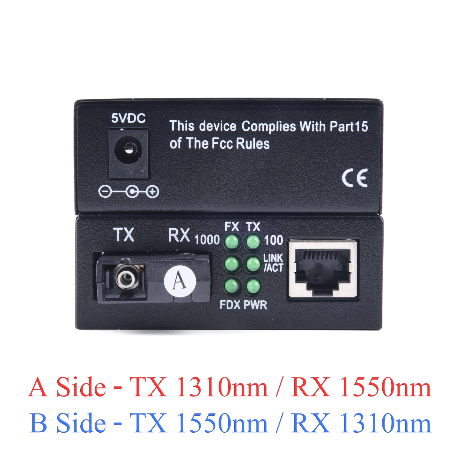 HTB-GS-03 Gigabit Fiber Optical Media Converter 10/100/1000Mbps Single Mode to RJ45 20KM UPC/APC SC-Port External Power Supply