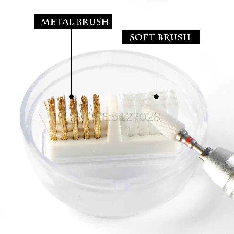 Щетка для полировки ногтей портативная Мягкая Твердая щетка с насадками чистки