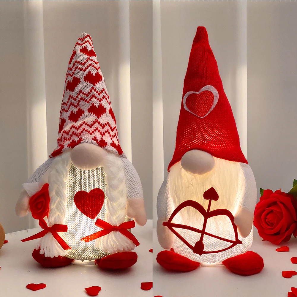 

Valentine's Day Decorations Glowing Plush Gnomes Elf Dwarfs Dolls Anniversary Gifts Luminous Cupid Angel Dolls Wedding Ornaments