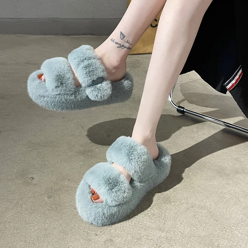 Women Slipper for Woman Home Cotton Slippers Indoor Shoes Fluffy Furry Plush Fleece Lined Warm Soft Comfort Print Slipper