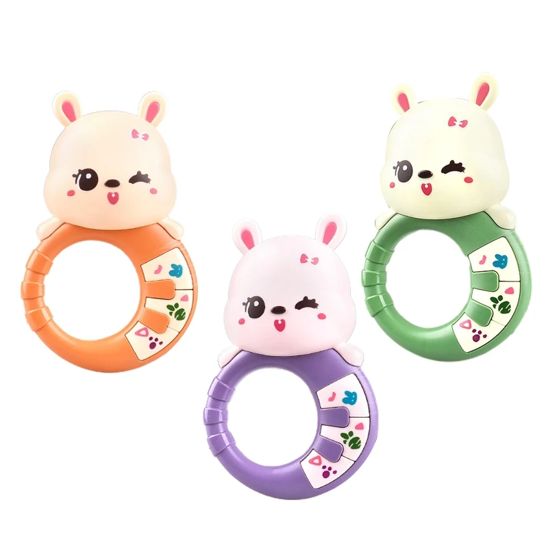 

Baby Music Rattle Toy Interactive Crib Electric LED Rabbit Handbell Toy w/ White Noise & Music Piano Play for Infant 3m+