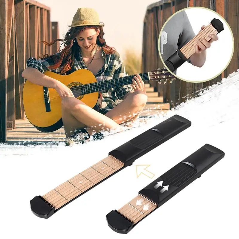 

YOUZI Portable Pocket Acoustic Guitar Practice Tool Chord Trainer 6 String 6 Fret Model for Beginner