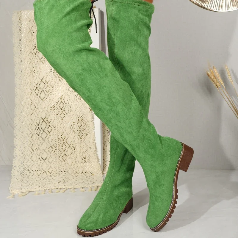 2024. Зимние женские сапоги выше колена. Женские эластичные сапоги.