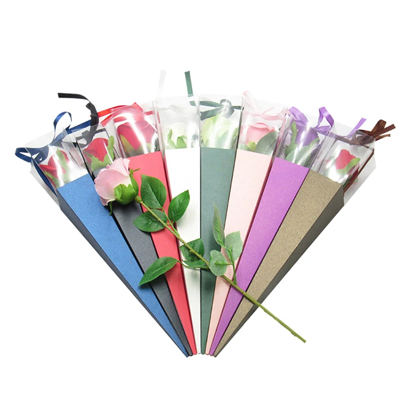 Новая треугольная коническая коробка для розы упаковочная одного букета