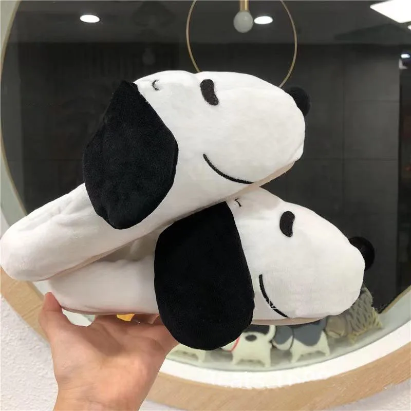 Новые Симпатичные плюшевые тапочки Snoopy зимние теплые шлепанцы для студентов