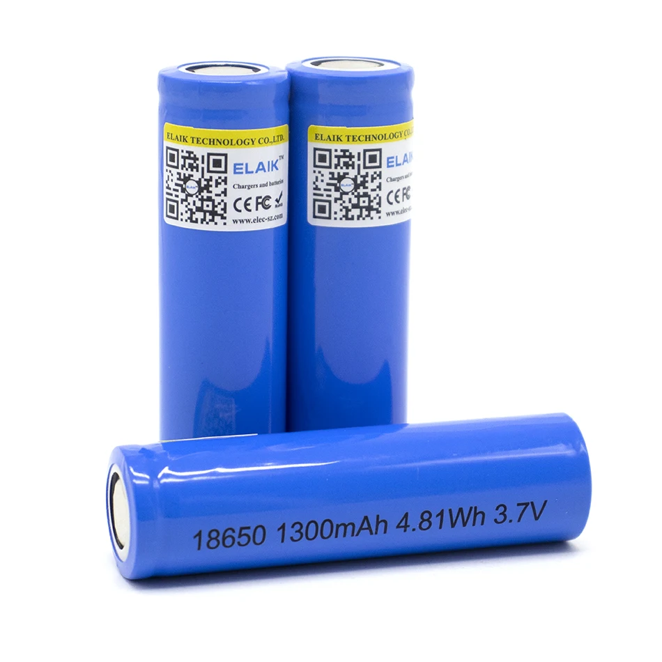 

2pcs ELAIK 3.7V 1300mAh 18650 Energy Storage Battery Pack Rechargeable Lithium Battery Performance Can Be Widely Applied