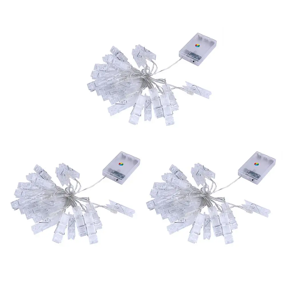 

LED 3m Photo Clamps Lights Multi-function Lightweight String Copper Wire Battery Charging Party Bar Decor Stage Performance