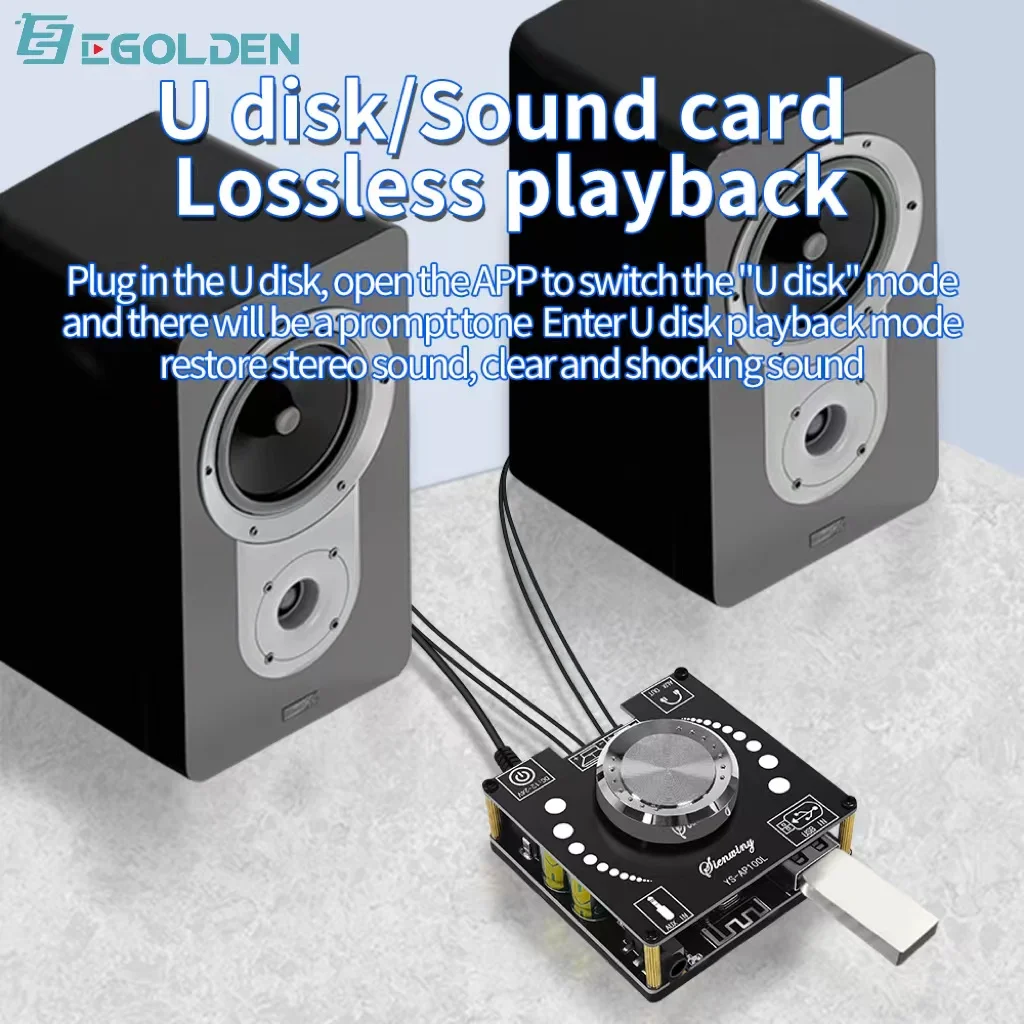 

YS-AP100L 100W Stereo Bluetooth Digital Amplifier Board Dual Channel 360 ° Stepless Tuning