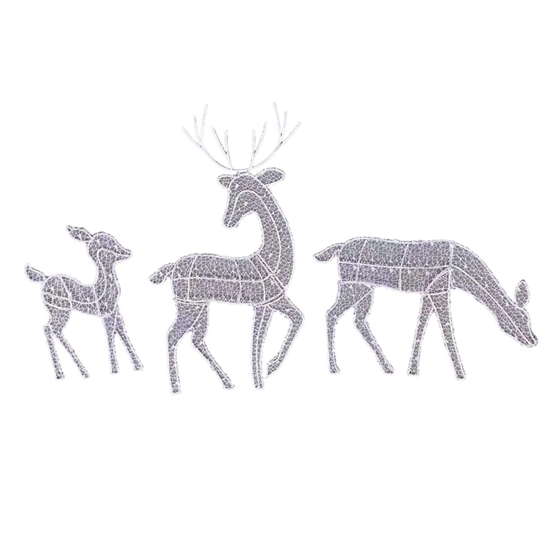 

Elk Garden Decoration Decoration With Light Deer Family, 3-Piece Set Reindeer Fit For Yard Patio Lawn Garden Party Decor