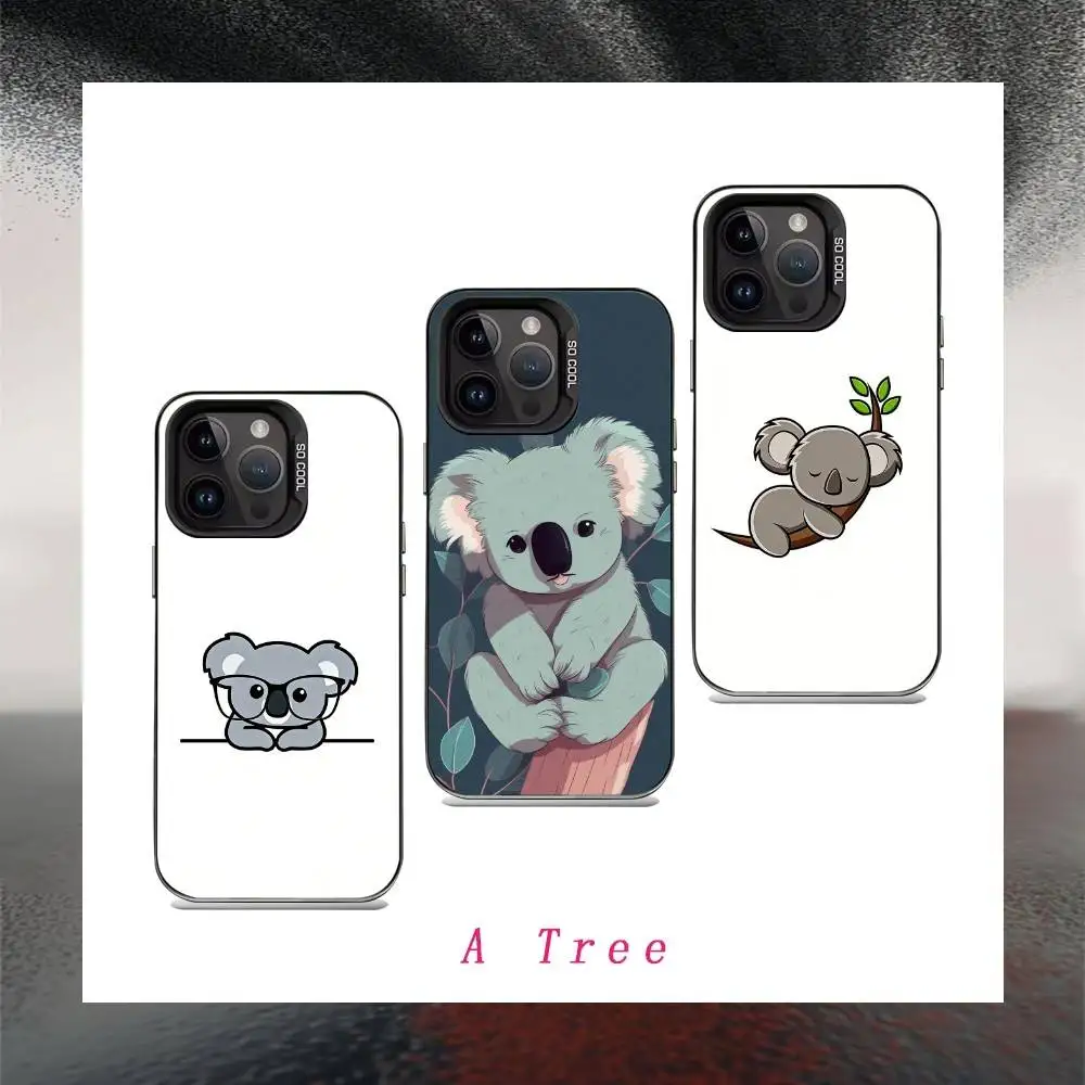 Фото Забавный милый чехол для телефона K-Koala с рисунком C-Cartoon для iPhone 16,15,14,13,12,17, Pro, MAX, черный матовый противоударный чехол №1