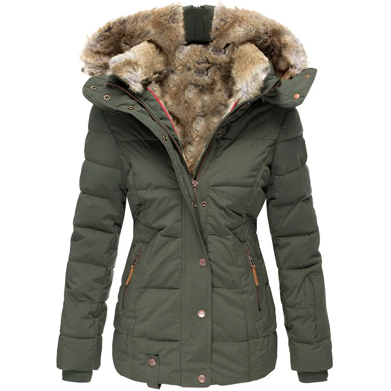 Winter Jacket Women Zipper Thicken Hooded Coats Woman Down Jackets Female Parka Overcoat Padding Mid-Long Female Coat Outwear