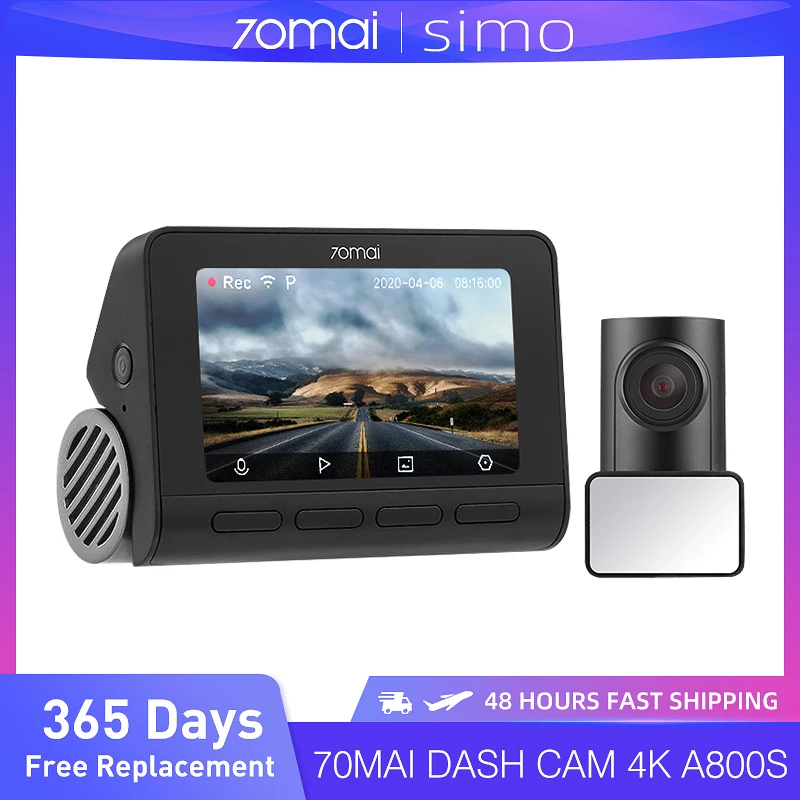 

Видеорегистратор 70mai A800S, 4K, 3840X216, 0 разрешение, 24 часа, парковочная камера, поддержка GPS, ADAS, задняя камера двойного видения, угол обзора 140 °