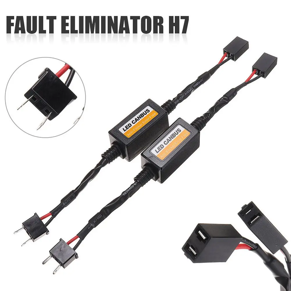 

2PCS H7 Car Light Headlight LED Canbus Decoder DC 9V-16V Anti-Flicker Harness Bulbs Resistor Wiring Canceller Decoder Light