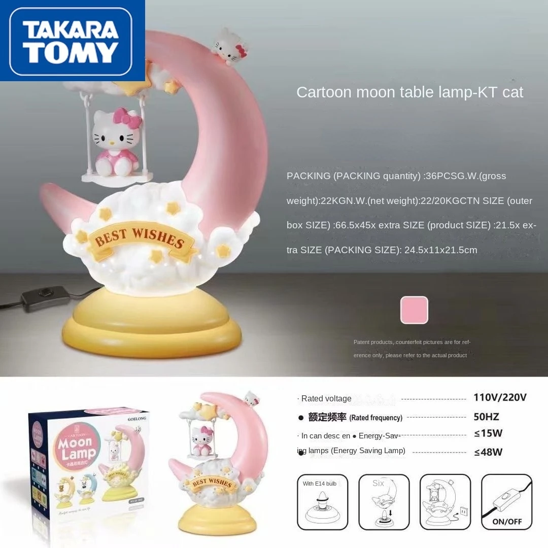 

Милый мультяшный ночной Светильник Hello Kitty TAKARA TOMY для комнаты, спальни, настольные прикроватные украшения, подарки на день рождения для дево...