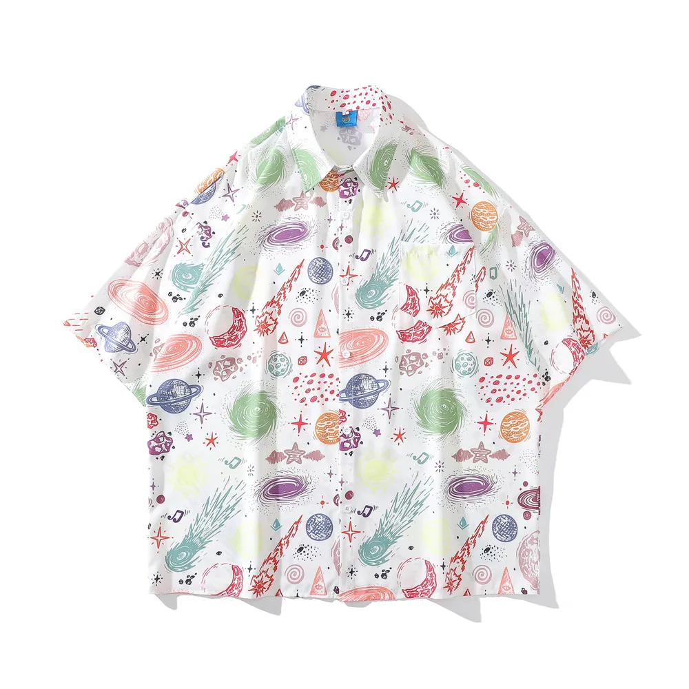 

OSCN7 Casual Printed Short Sleeve Shirt Men Street 2022 Hawaii Beach Oversize Women Fashion Harujuku Shirts for Men 8667