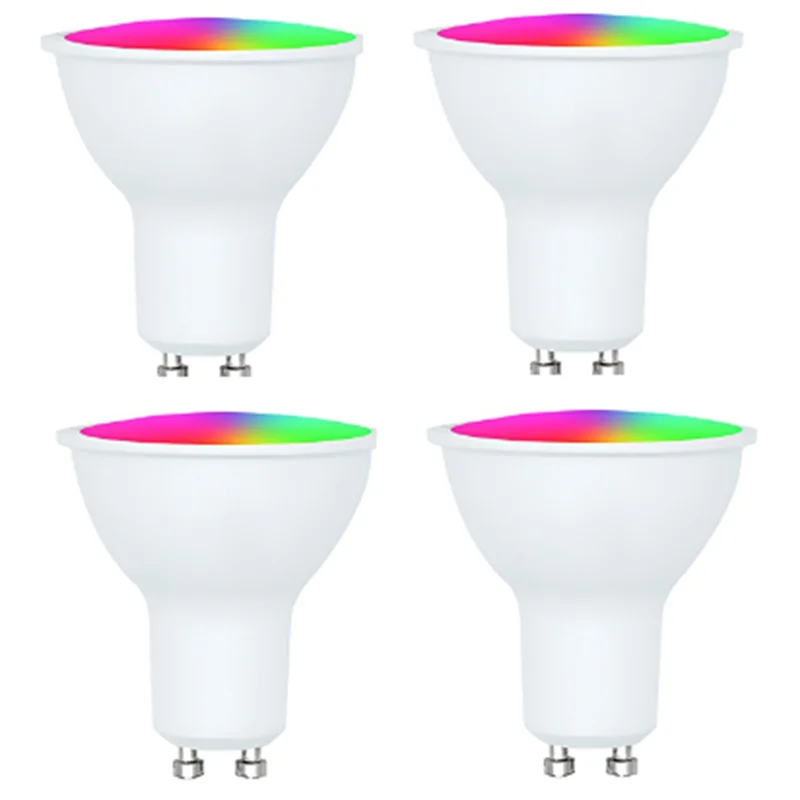 Фото Лампа Tuya, 4 упаковки GU10 RGB CW+WW, светодиодные лампы, 5 Вт, лампы с регулируемой яркостью, лампы Smart Life APP Control, простая установка D-LICG №4