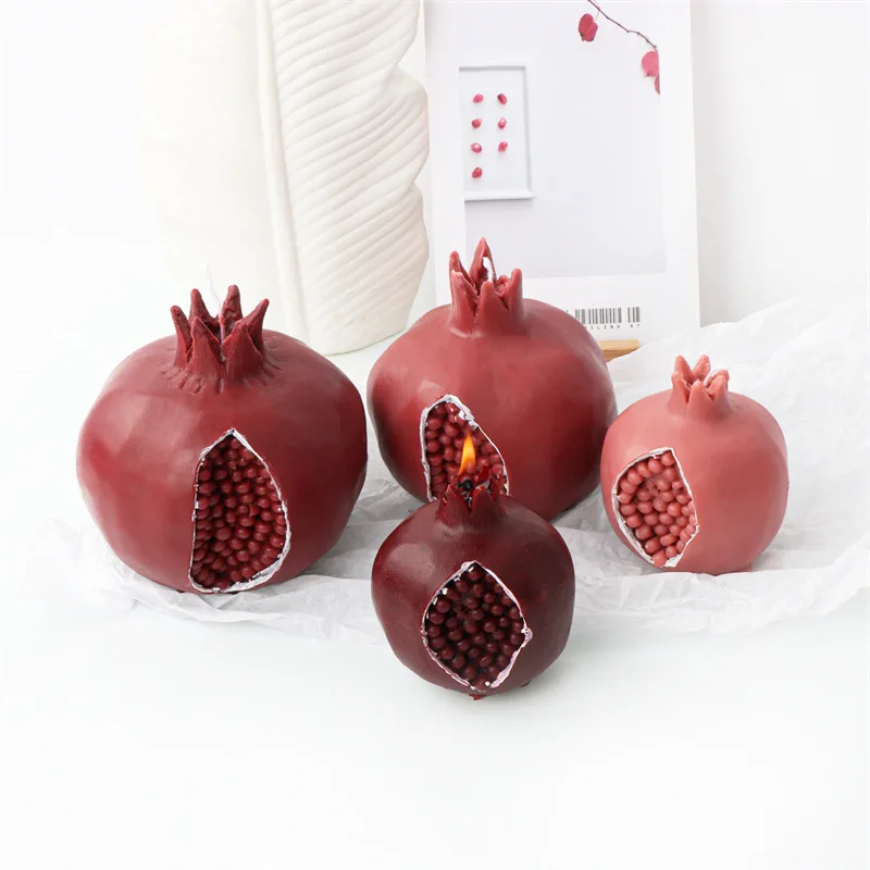 

3D Simulation Pomegranate Scented Candle Mold DIY Guava Fruit Mousse Cake Baking Silicone Mold Handmade Plaster Soap Resin Mold