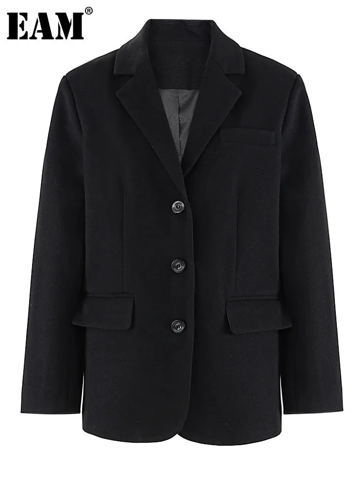 [EAM] Женский серый однобортный элегантный пиджак большого размера новая куртка с